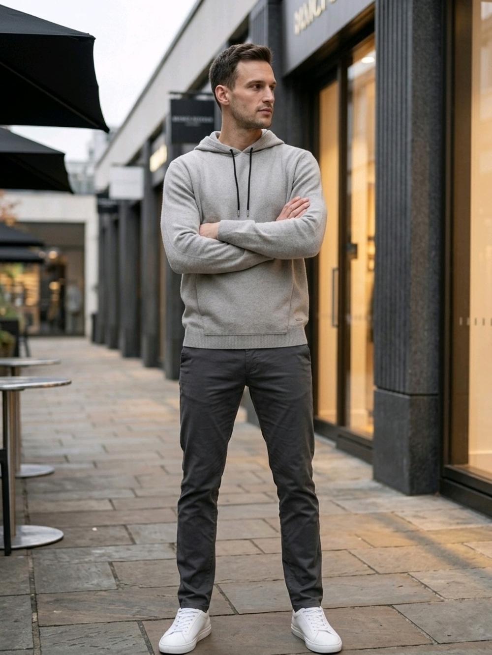 Karl Lagerfeld Light Gray Crewneck Hoodie Sweater
